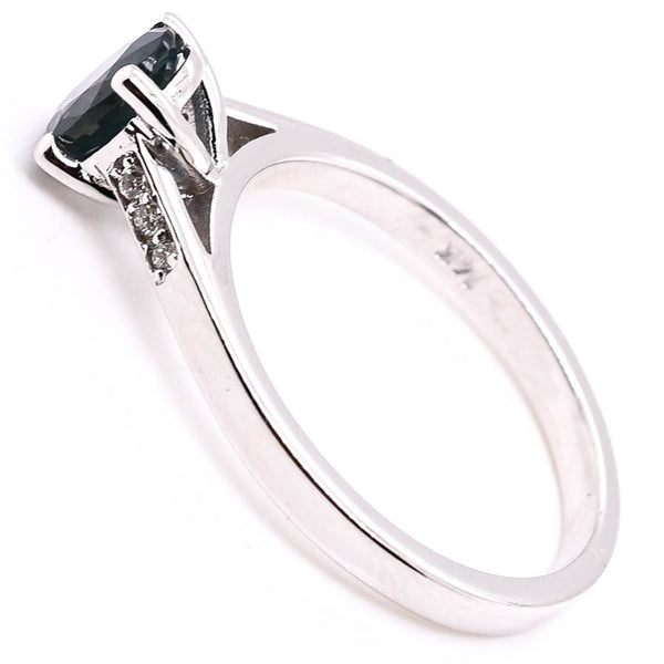 Graziella 14KT White Gold 0.53CT Oval Shape Natural Alexandrite & Diamond Ring