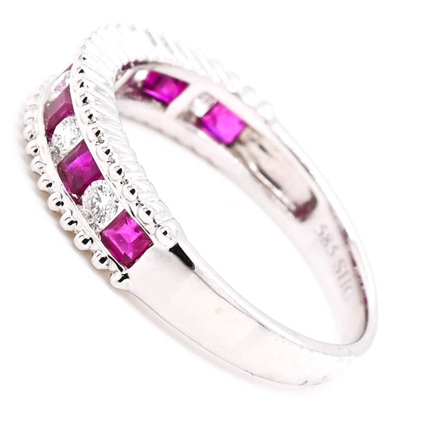 Graziella 14KT White Gold 0.61CTW Ruby And Diamond Ring