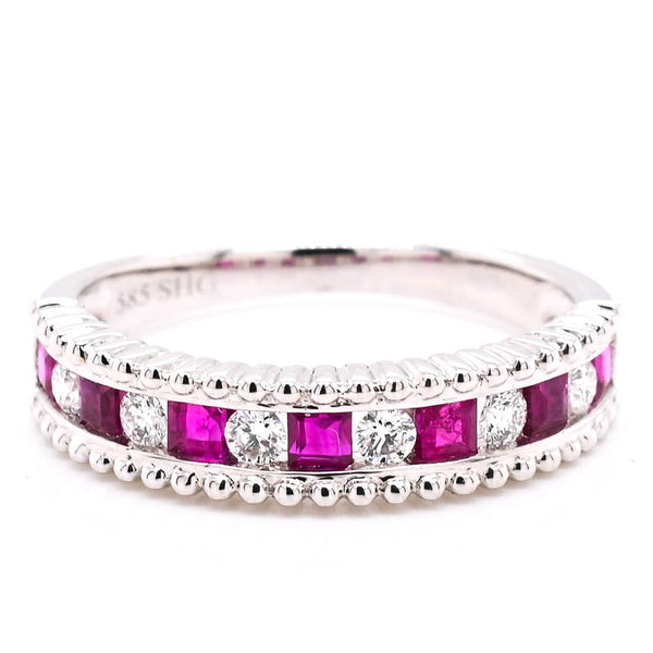 graziella 14KT White Gold 0.61CTW Ruby and Diamond Ring