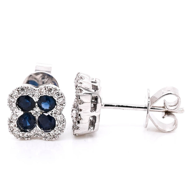graziella 14KT White Gold 0.66CTW Blue Sapphire & Diamond Stud Earrings