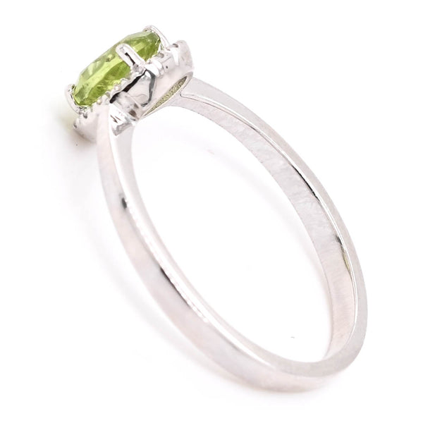 Graziella 14KT White Gold 0.69CT Oval Shape Peridot & Diamond Halo Set Ring
