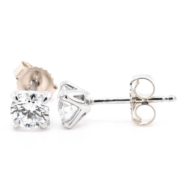 graziella 14KT White Gold 0.70CTW Round Brilliant LAB Created Diamond Stud Earrings