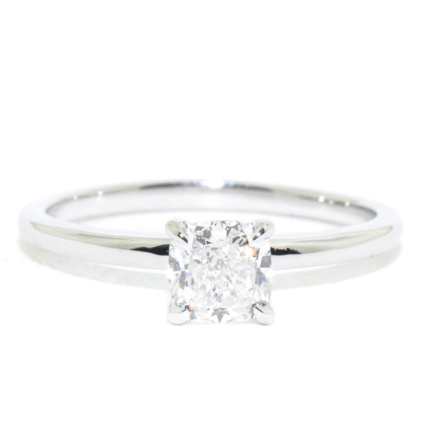 graziella 14KT White Gold 0.72CT VS1 D Colour Cushion Cut Diamond Solitaire Engagement Ring