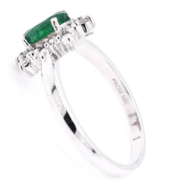 Graziella 14KT White Gold 0.75CT Emerald & Diamond Cluster Ring