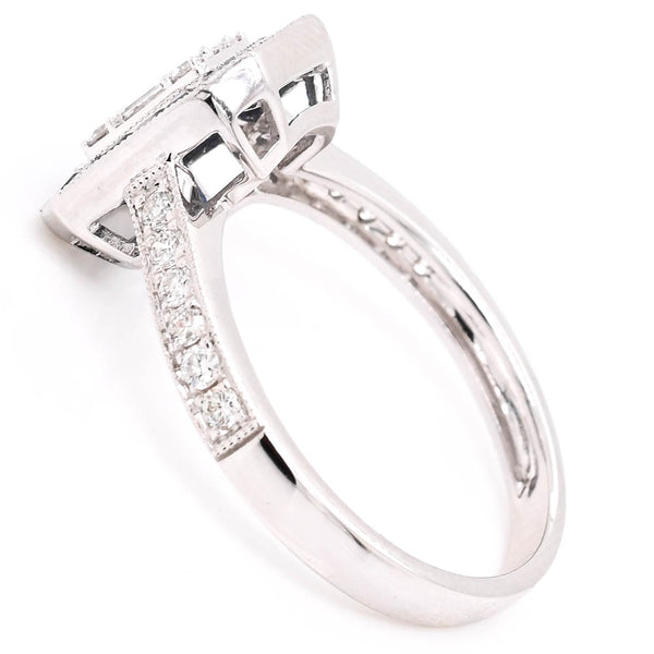Graziella 14KT White Gold 0.75CTW Blue Sapphire & Diamond Halo Set Ring