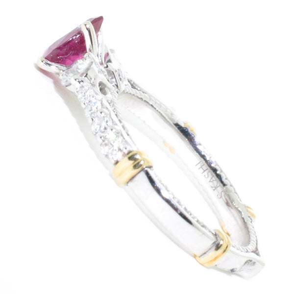Graziella 14KT White Gold 0.76CT Pear Shape Natural Ruby And Diamond Ring