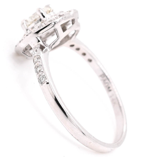Graziella 14KT White Gold 0.81CTW Round Brillinat Diamond Double Halo Set Engagement Ring