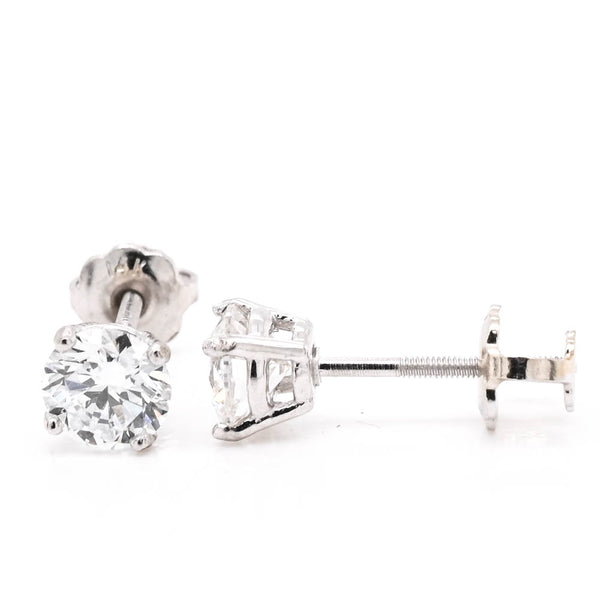 graziella 14KT White Gold 0.87CTW Round Brilliant LAB Created Diamond Stud Earrings