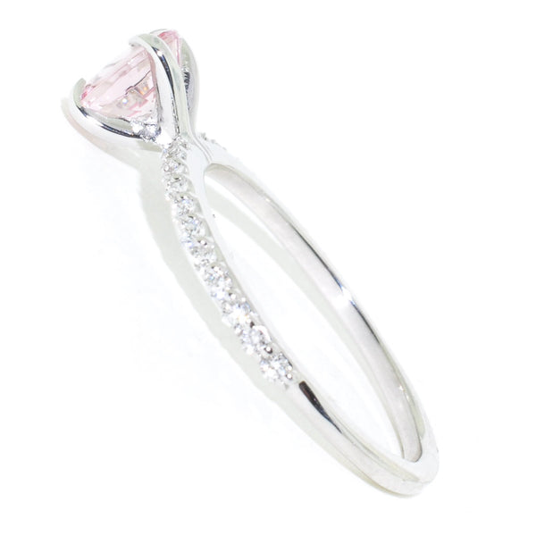 Graziella 14KT White Gold 0.88CTW Morganite And Diamond Ring