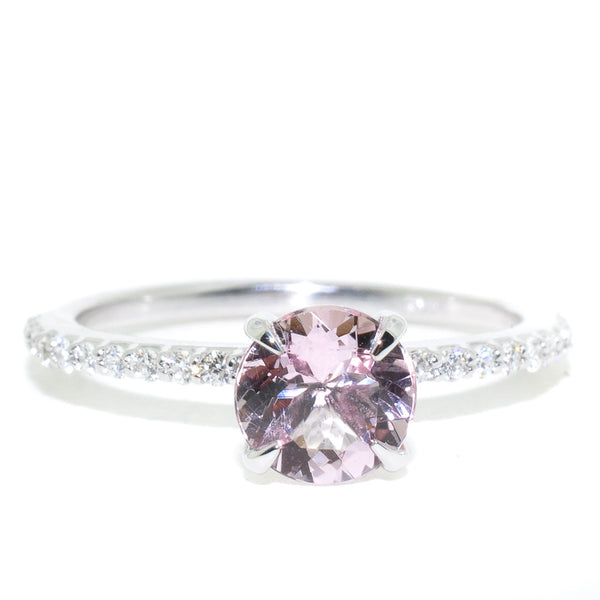 graziella 14KT White Gold 0.88CTW Morganite and Diamond Ring