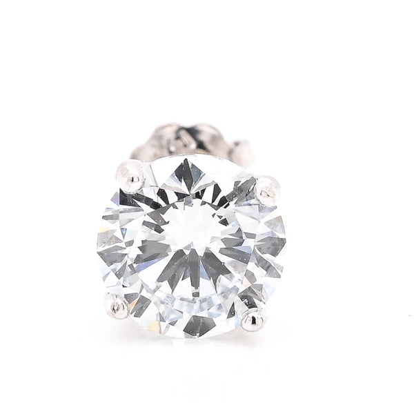 graziella 14KT White Gold 1.02CT Round Brilliant LAB Created SINGLE Diamond Stud Earrings