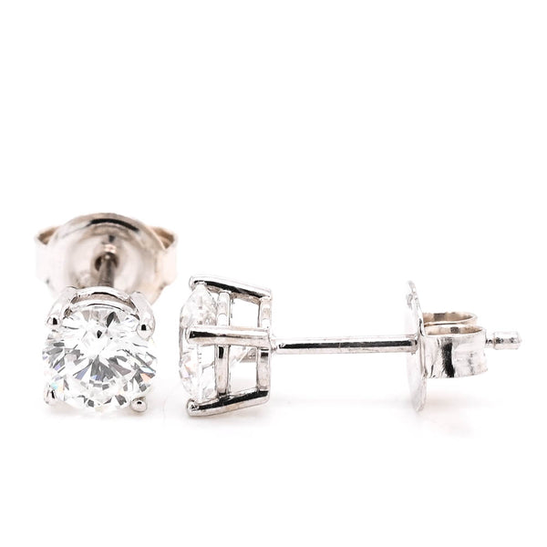 graziella 14KT White Gold 1.04CTW Round Brilliant LAB Created Diamond Stud Earrings