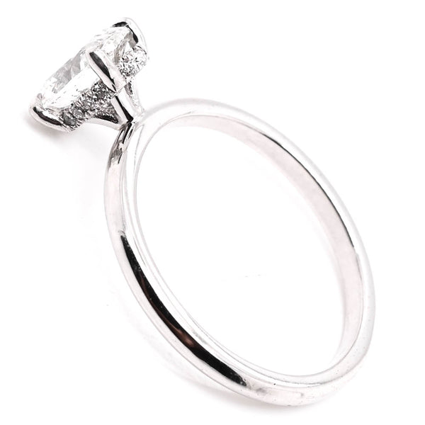 Graziella 14KT White Gold 1.07CTW Oval Shape Hidden Halo Engagement Ring