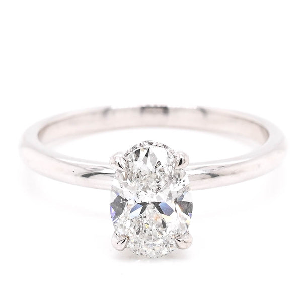 graziella 14KT White Gold 1.07CTW Oval Shape Hidden Halo Engagement Ring