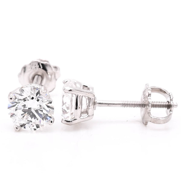 graziella 14KT White Gold 1.08CTW Round Brilliant LAB Created Diamond Stud Earrings