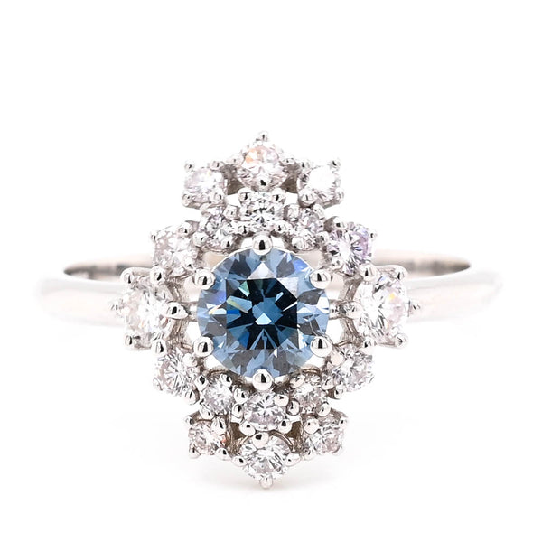 graziella 14KT White Gold 1.28CTW Round Brilliant LAB CREATED Diamond Cluster Ring