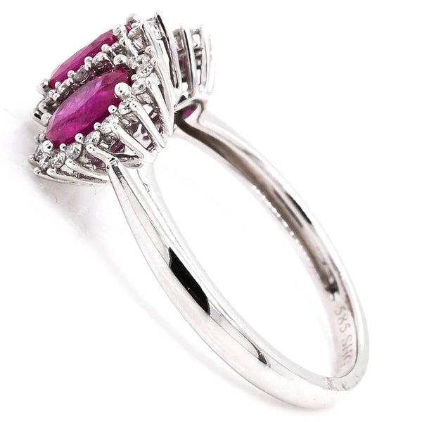 Graziella 14KT White Gold 1.37CTW Ruby & Diamond Ring