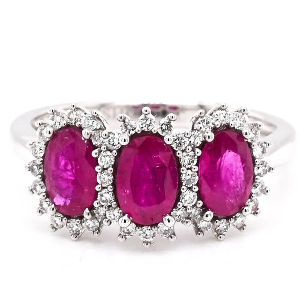 graziella 14KT White Gold 1.37CTW Ruby & Diamond Ring