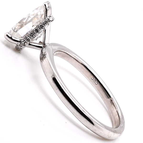 Graziella 14KT White Gold 1.73CT Pear Shape Moissanite & Diamond Ring