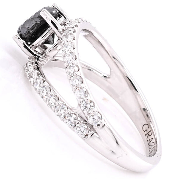 Graziella 14KT White Gold 1.75CTW Round Brilliant Black & White Diamond Ring