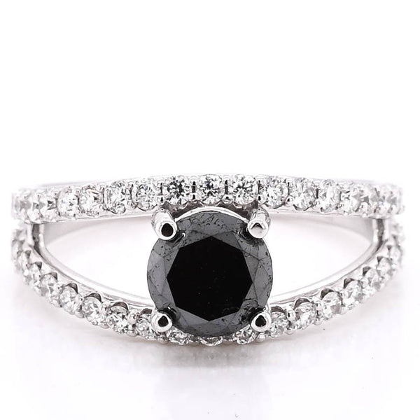 graziella 14KT White Gold 1.75CTW Round Brilliant Black & White Diamond Ring