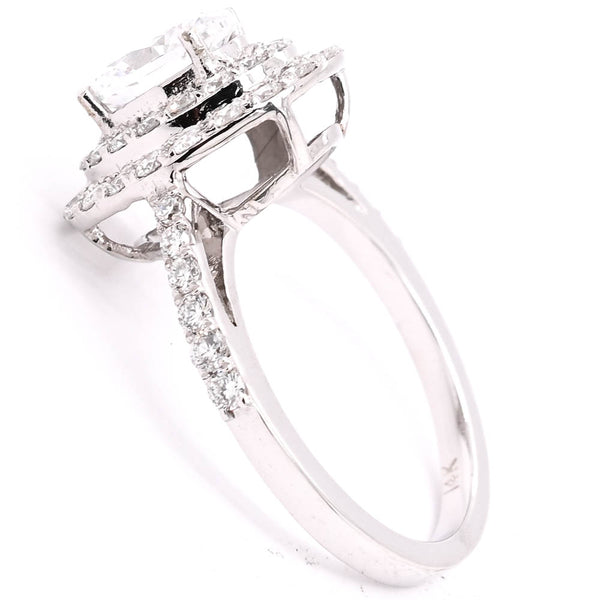Graziella 14KT White Gold 1.80CTW Oval Shape LAB GROWN Diamond Double Halo Set Engagement Ring
