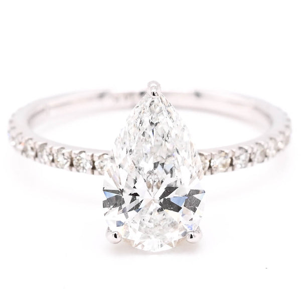 graziella 14KT White Gold 1.86CTW Pear Shape Lab Grown Diamond Hidden Halo Engagement Ring