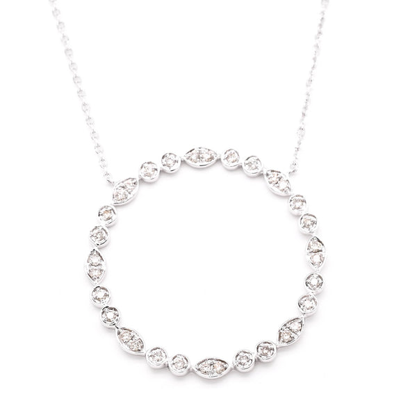 graziella 14KT White Gold 16" 0.25CTW Circle of Love Diamond Necklace
