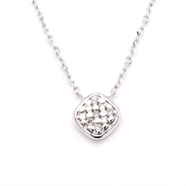 graziella 14KT White Gold 17" 0.03TW Diamond Necklace