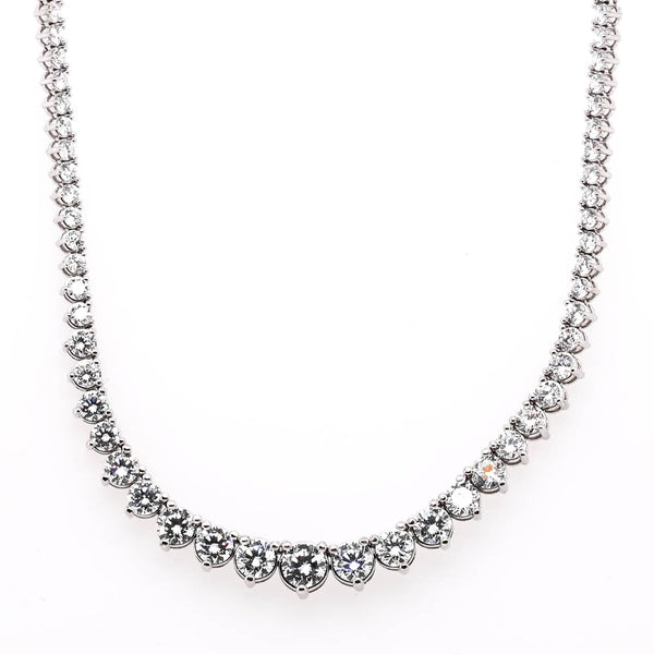 graziella 14KT White Gold 17.5" 8.98CTW VS-SI G-H Rround Brilliant Lab Grown Graduated Diamond Necklace