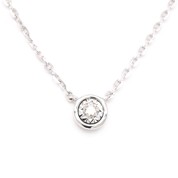graziella 14KT White Gold 18" 0.02CT Diamond Bezel Set Necklace