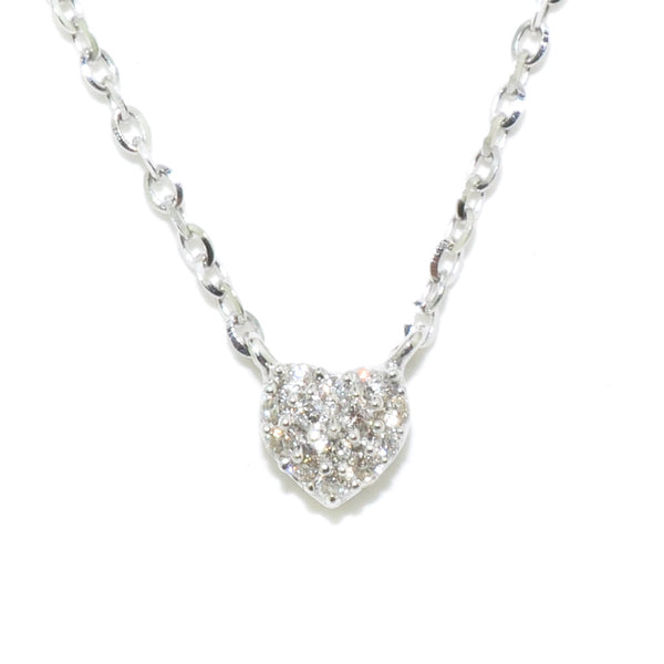 graziella 14KT White Gold 18" 0.03CTW Diamond Heart Necklace