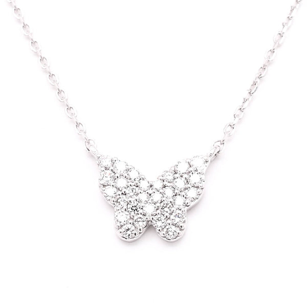 graziella 14KT White Gold 18" 0.06CTW Diamond Butterfly Necklace