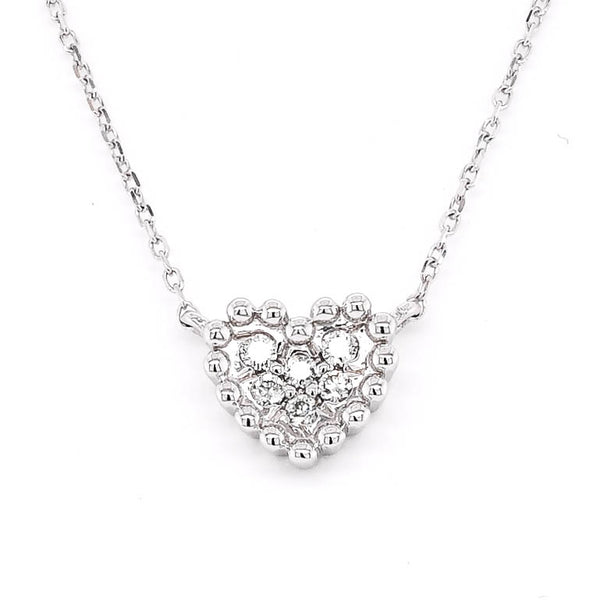 graziella 14KT White Gold 18" 0.06CTW Diamond Heart Necklace