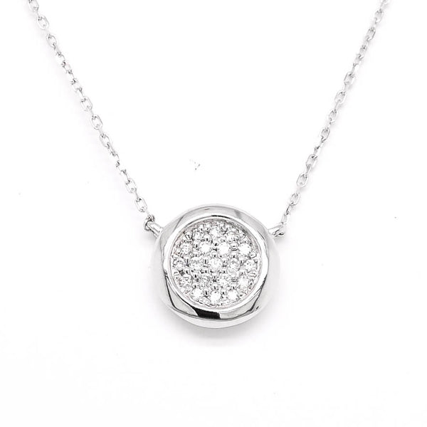 graziella 14KT White Gold 18" 0.07CTW Diamond Disc Necklace