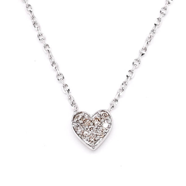 graziella 14KT White Gold 18" 0.07CTW Diamond Heart Necklace