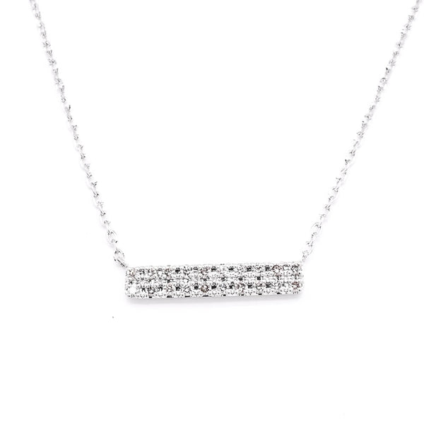 graziella 14KT White Gold 18"0.09CTW Diamond Bar Necklace