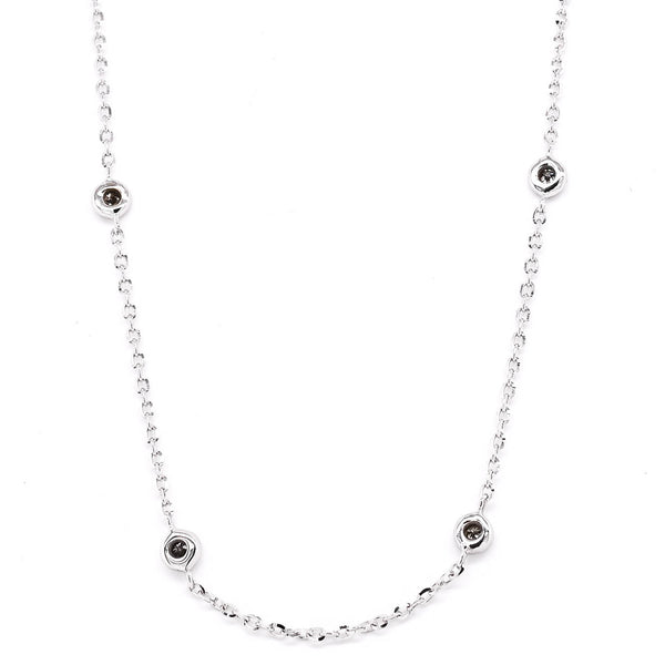 graziella 14KT White Gold 18" 0.10CTW Diamonds By The Yard Necklace