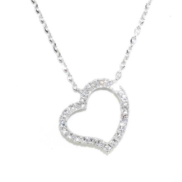 graziella 14KT White Gold 18" 0.11CTW Diamond Heart Necklace