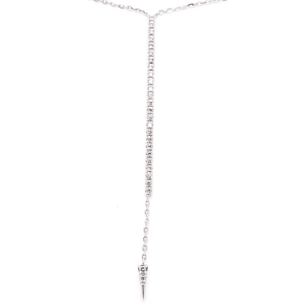 graziella 14KT White Gold 18" 0.13CTW Diamond Drop Necklace