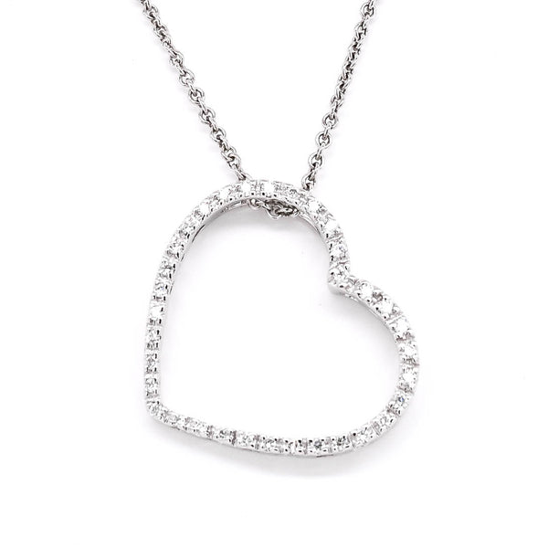 graziella 14KT White Gold 18" 0.14CTW Diamond Heart Necklace
