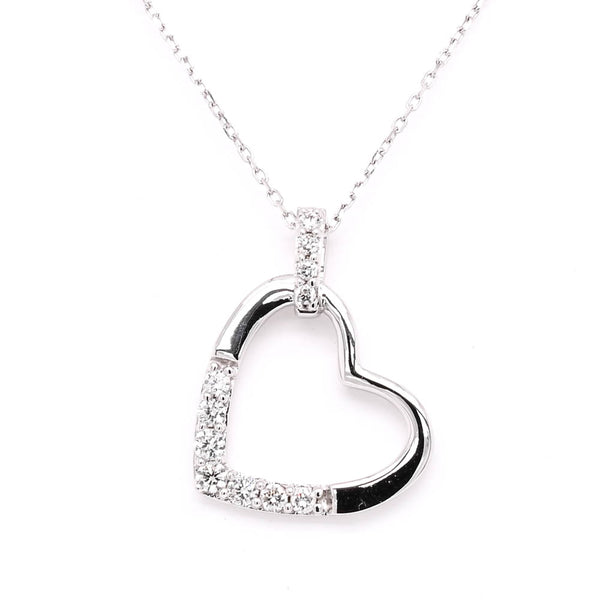 graziella 14KT White Gold 18" 0.14CTW Diamond Heart Necklace