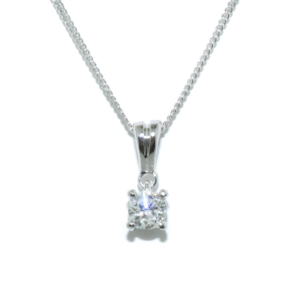 graziella 14KT White Gold 18" 0.15CT I-1 H-I Colour Diamond Solitaire Necklace