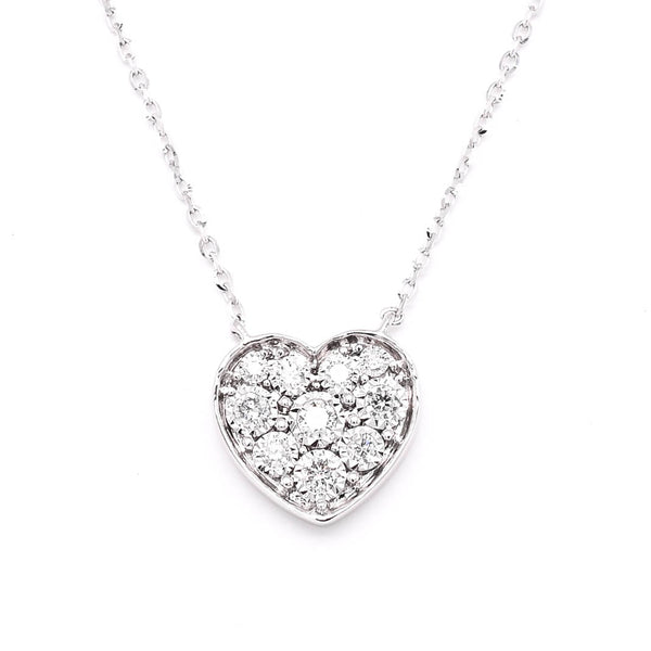 graziella 14KT White Gold 18" 0.17CTW Diamond Heart Necklace