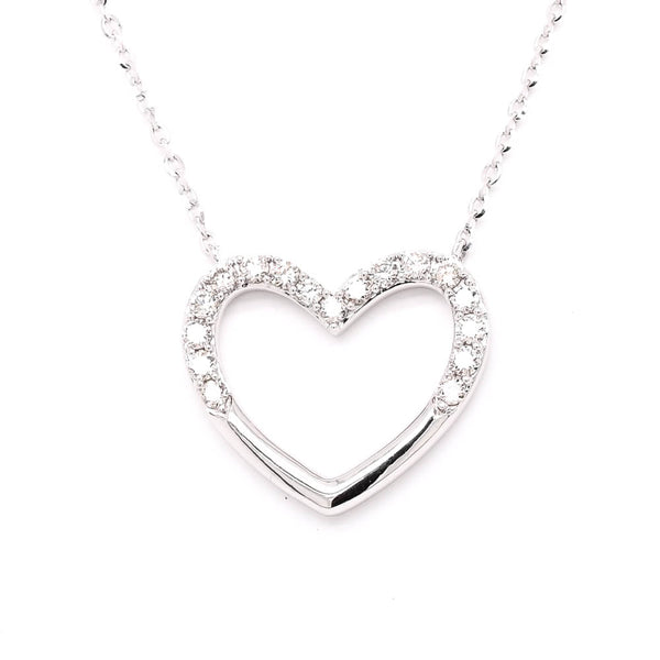 graziella 14KT White Gold 18" 0.18CTW Diamond Heart Necklace