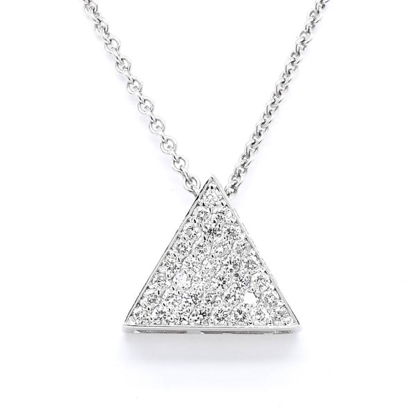 graziella 14KT White Gold 18" 0.20CTW Diamond Triangle Necklace