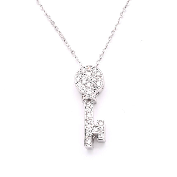 graziella 14KT White Gold 18" 0.25CTW Diamond Key Necklace