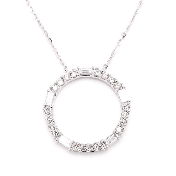 graziella 14KT White Gold 18" 0.29CTW Diamond Circle Of Love Necklace