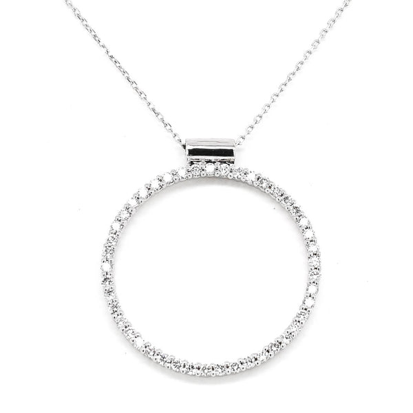 graziella 14KT White Gold 18" 0.32CTW Circle of Life Necklace