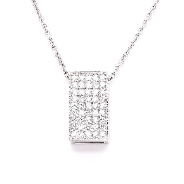 graziella 14KT White Gold 18" 0.32CTW Diamond Rectangle Necklace
